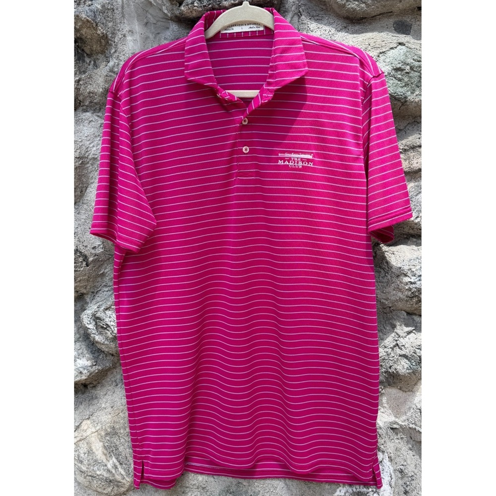 Holderness & Bourne Polo Shirt Mens L Pink Blue The Taylor Madison Club Golf